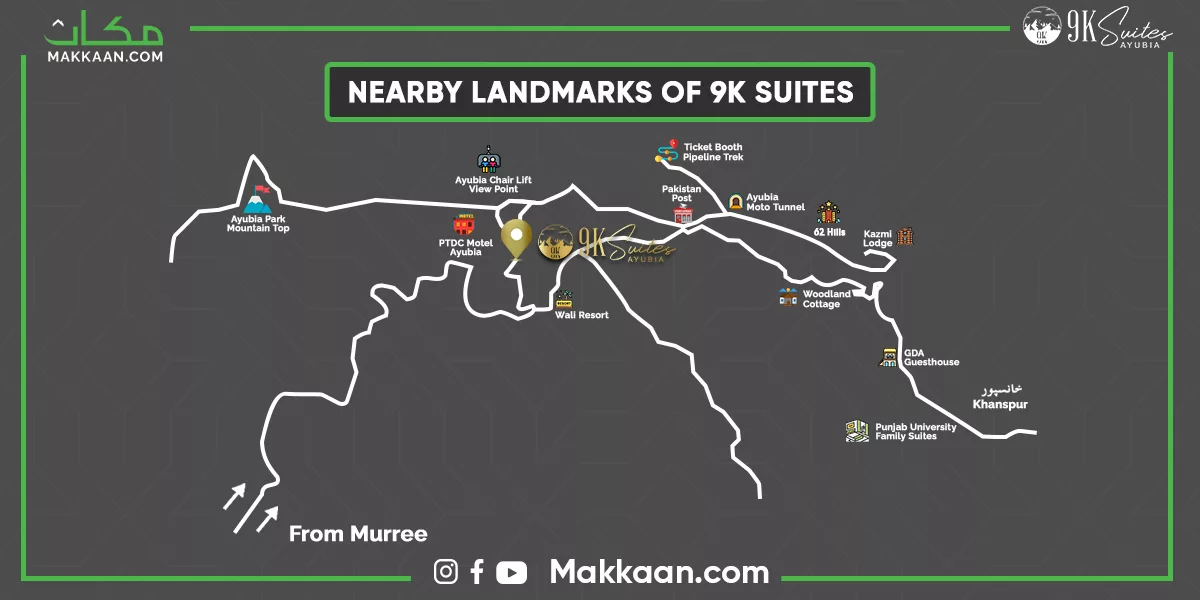 9k Suites ayubia nearbay landmarks